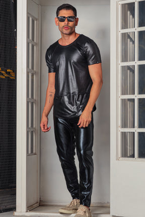 Camiseta Masculina em Cirrê Croco Barra Redonda