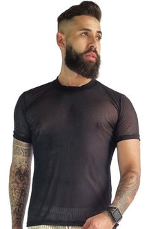 Camiseta Masculina Transparente de Tule Manga Curta