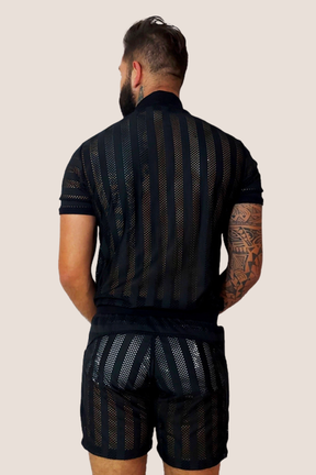 Macaquinho Masculino Transparente Malha Laise Listrado