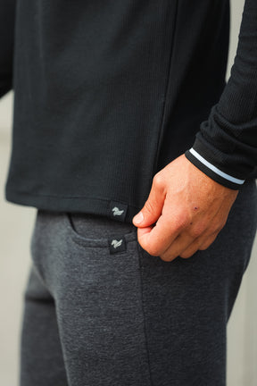 Blusa Masculina Preta Gola Alta Listrada