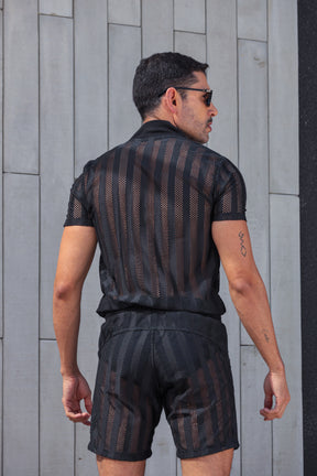 Macaquinho Masculino Transparente Malha Laise Listrado