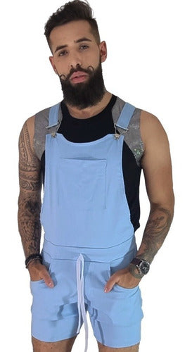 Macaquinho Jardineira Masculino Azul Claro