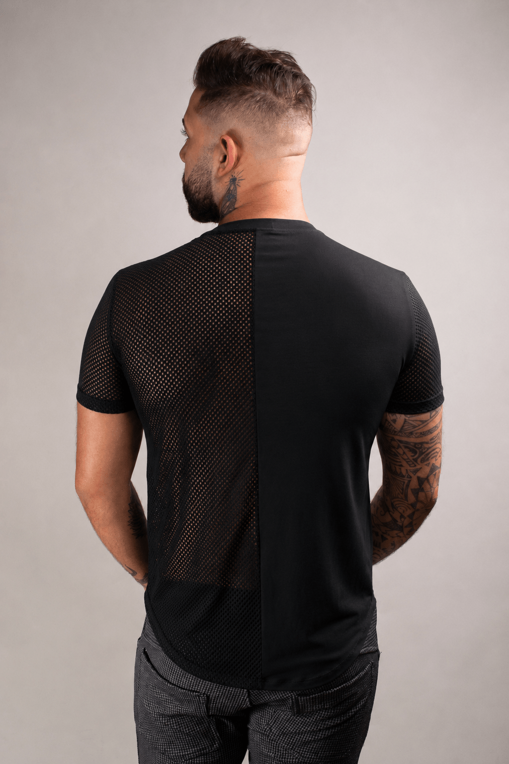 Camiseta Masculina Viscolycra Detalhe em Tela
