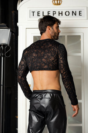 Cropped Masculino em Renda Floral