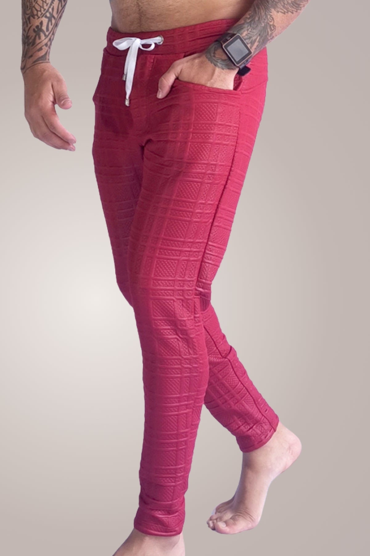 Calça Masculina Moletom Matelassê Vermelho - Ateliê João Vieira - JotaVê