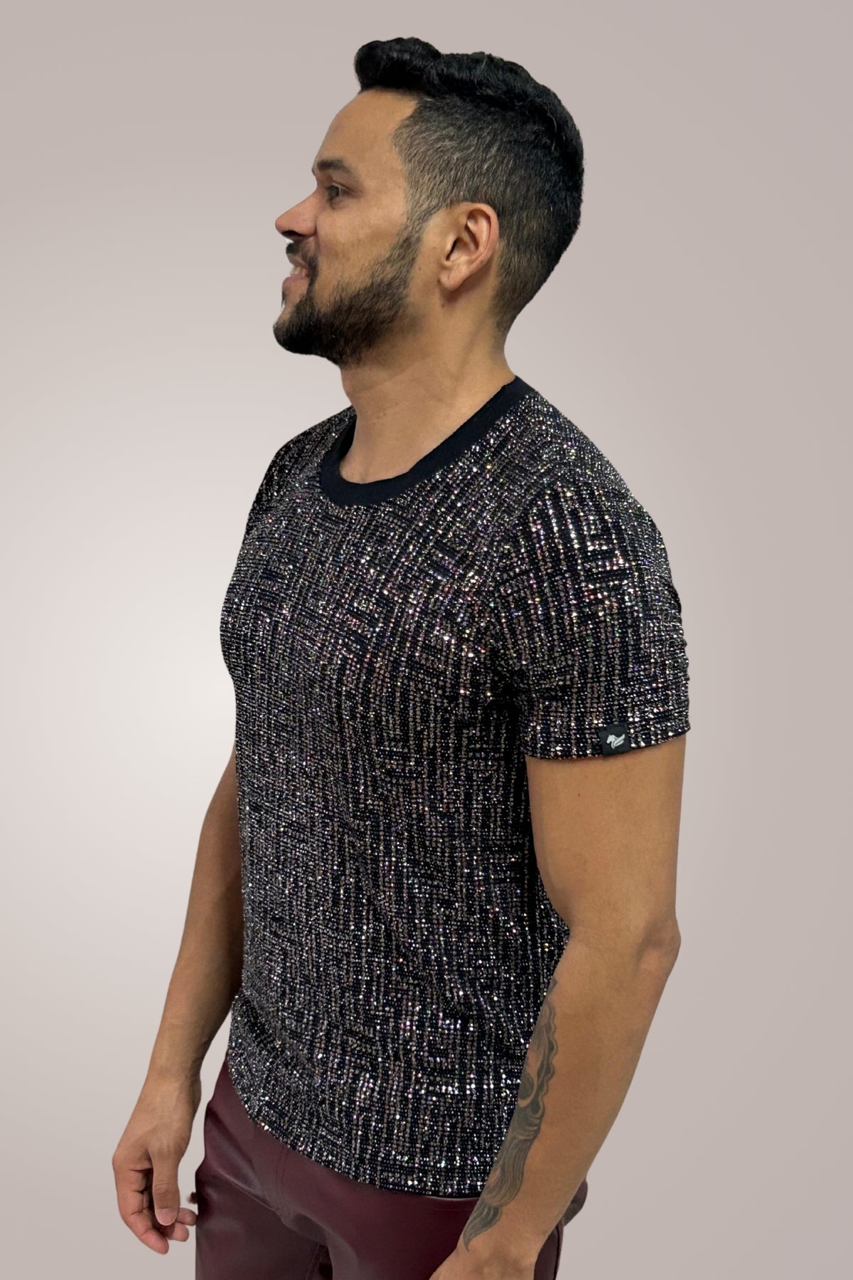 Camiseta Masculina em Lurex Preto - Ateliê João Vieira - JotaVê