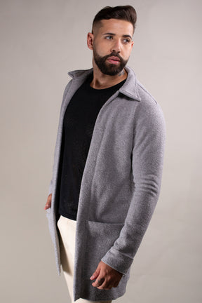 Cardigan Masculino Moletinho Mescla Cinza Gola Sport - Ateliê João Vieira - JotaVê