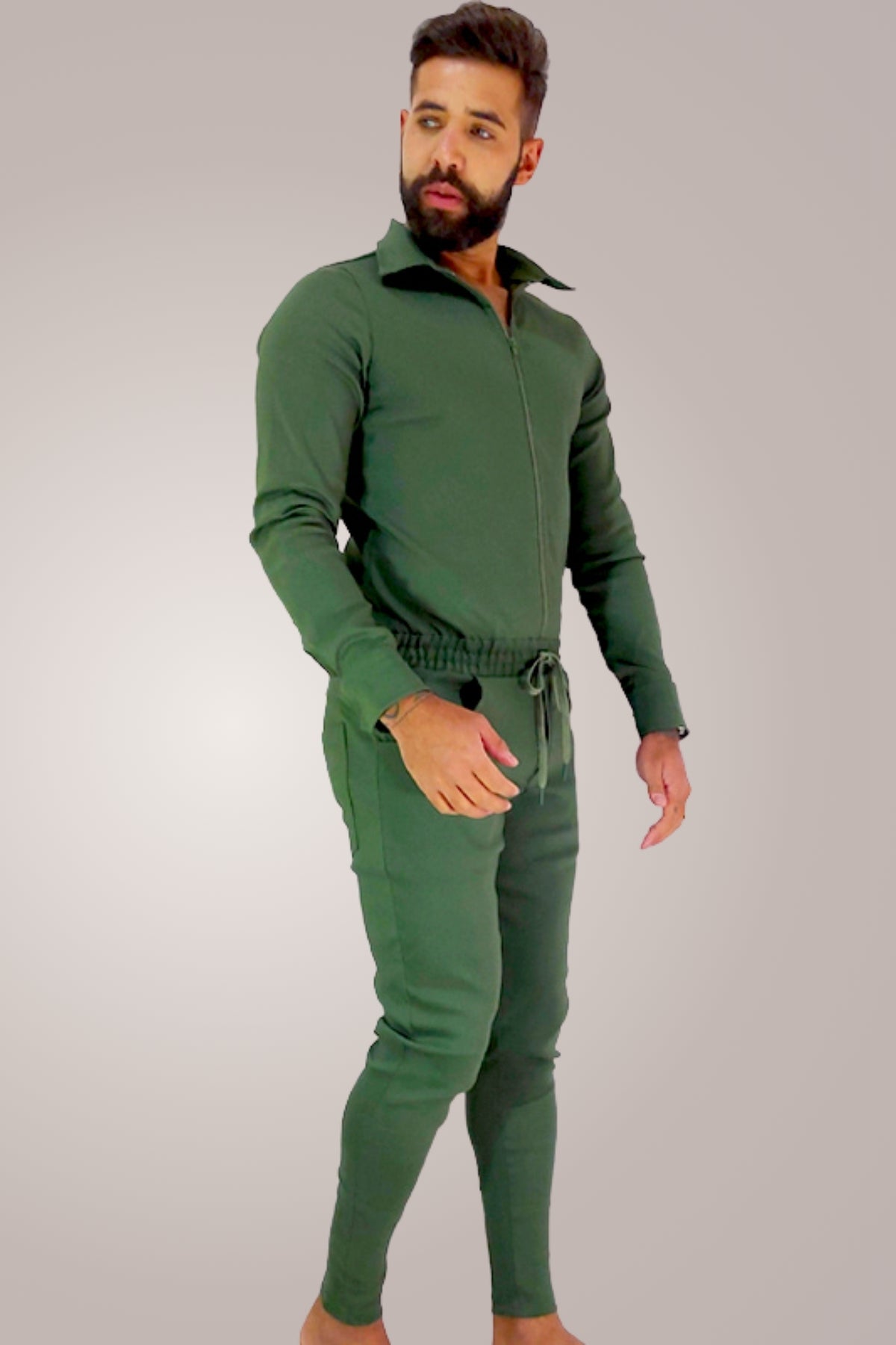 Macacão Masculino Slim Manga Longa Verde - Ateliê João Vieira - JotaVê