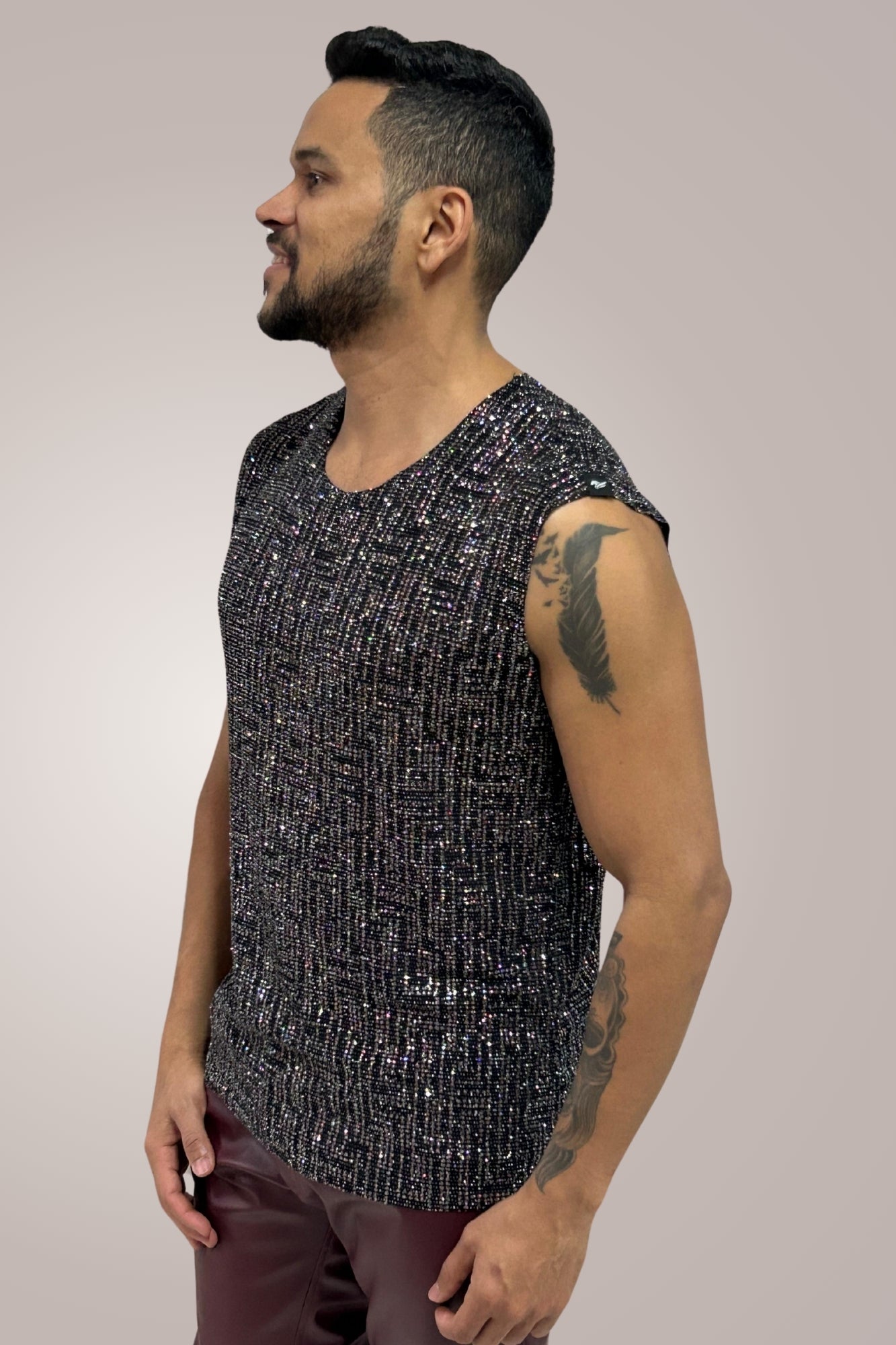 Regata Machão em Lurex Preto - Ateliê João Vieira - JotaVê