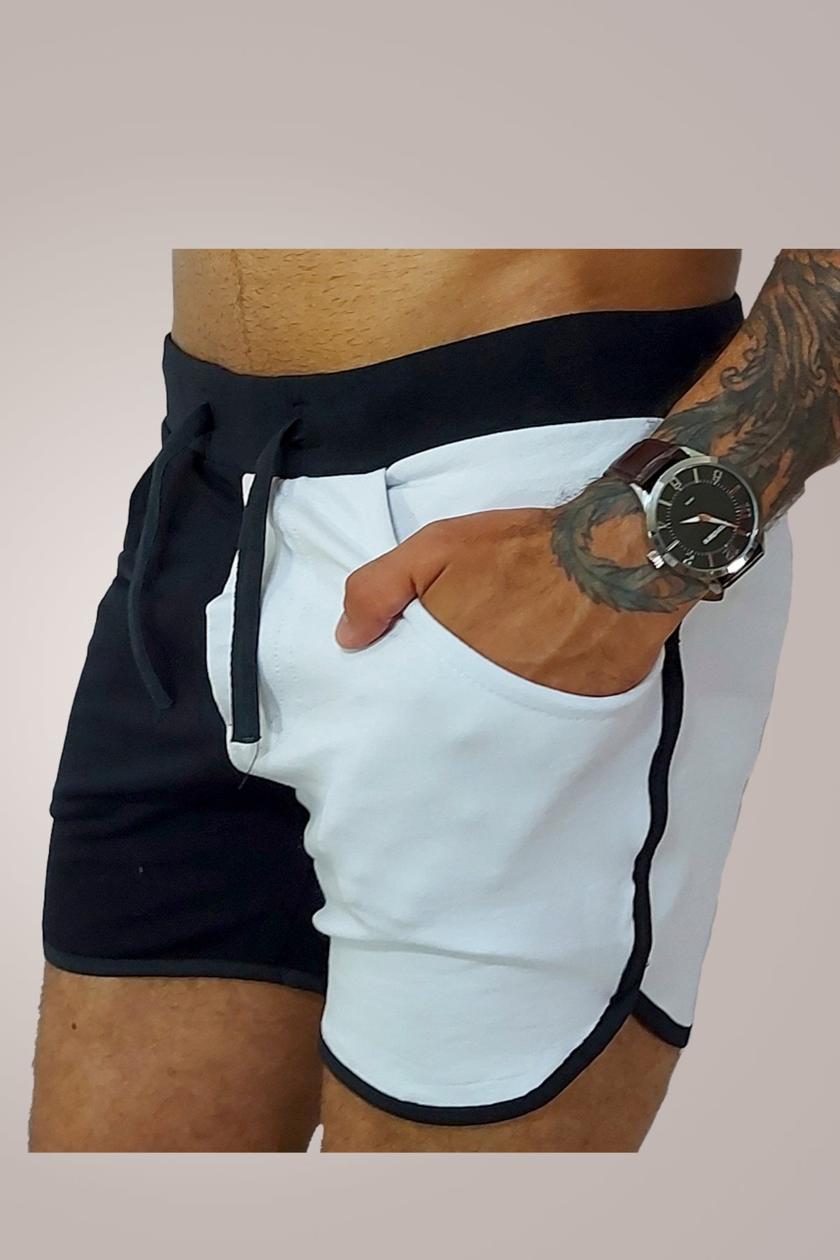 Short Masculino Modelo Fit Black/White - Ateliê João Vieira - JotaVê