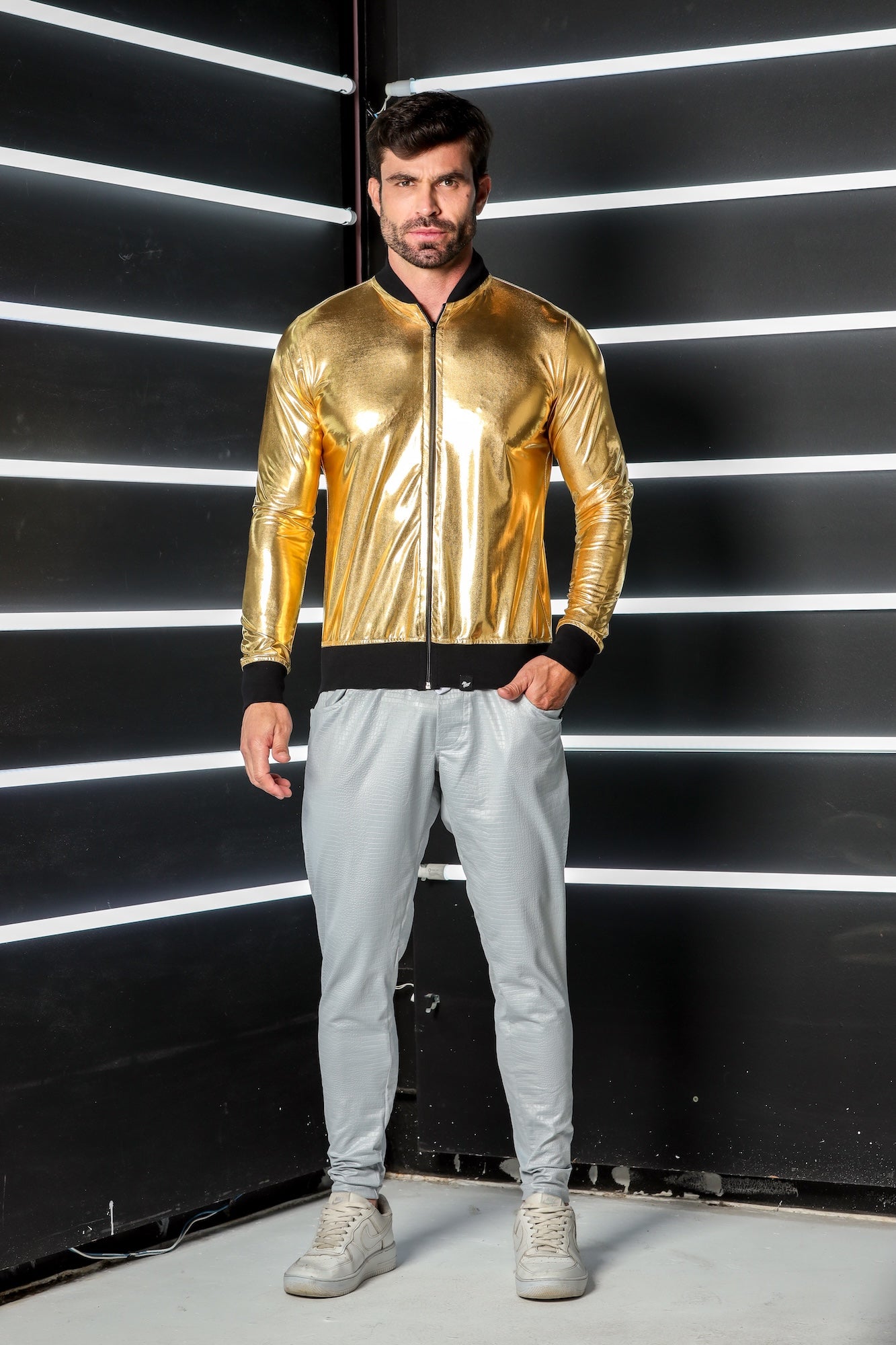 Jaqueta Masculina Bomber Metalizada