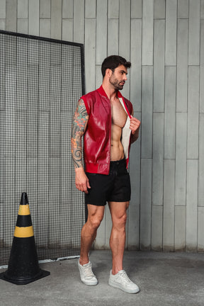 Colete Masculino em Couro Ecológico