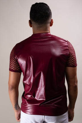 Camiseta Masculina Cirrê Bordô Mangas em Arrastão