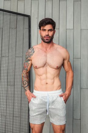 Short Masculino em Paetê Cós Franzido