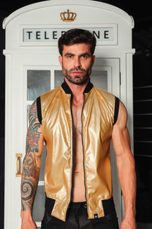 Colete Masculino Em Couro Ecológico