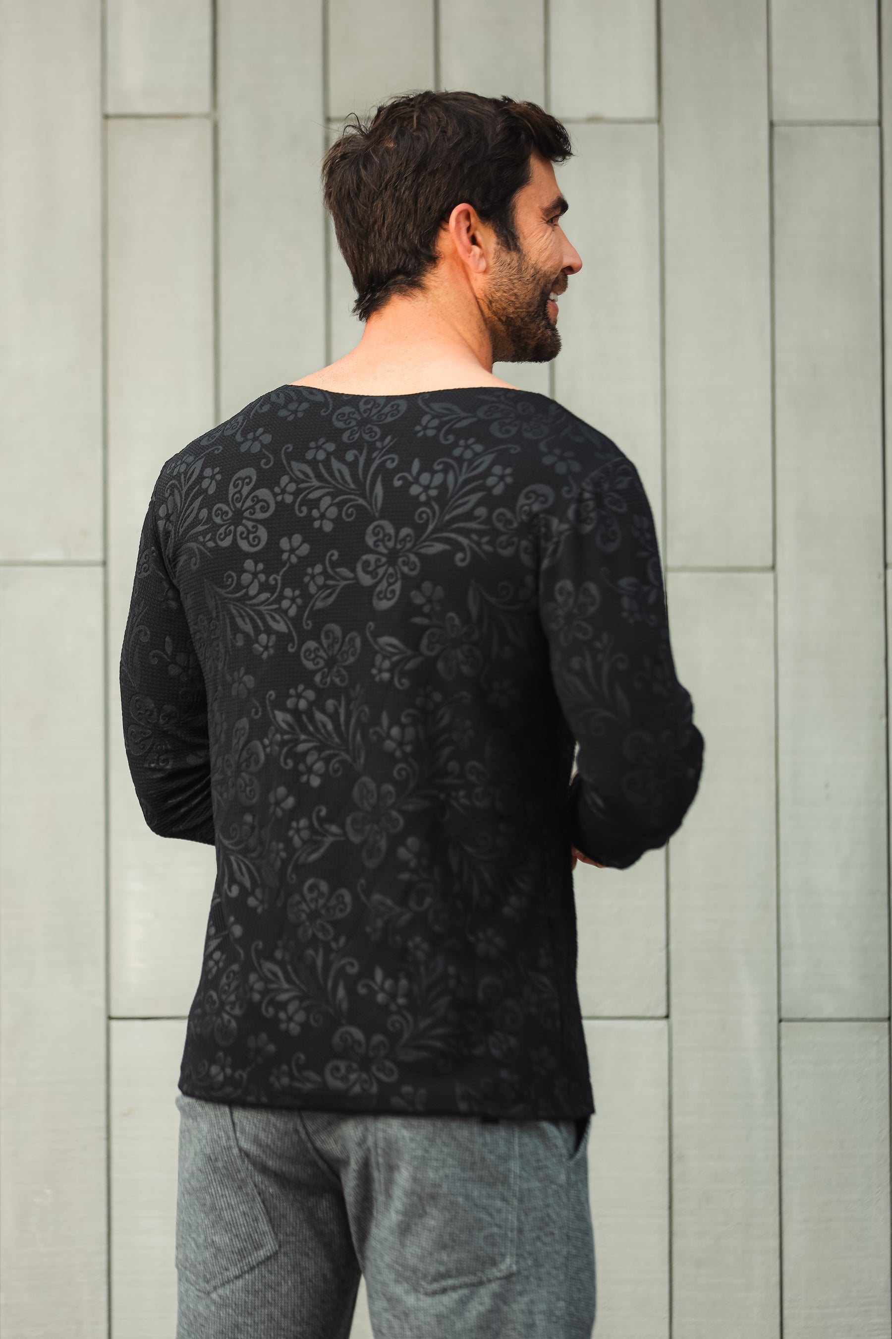 Camiseta Masculina Manga Longa Jacquard