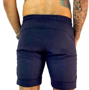 Bermuda Masculina Básica de Linho Barra Italiana