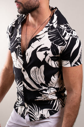 Camisa Masculina Casual em Viscose Floral