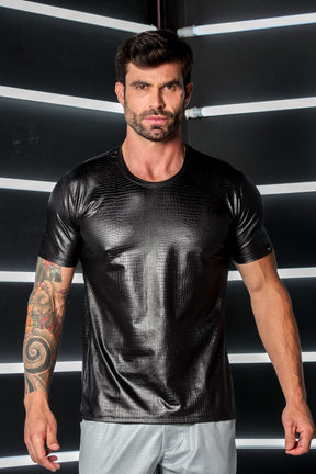 Camiseta Masculina em Cirrê Pele de Crocodilo
