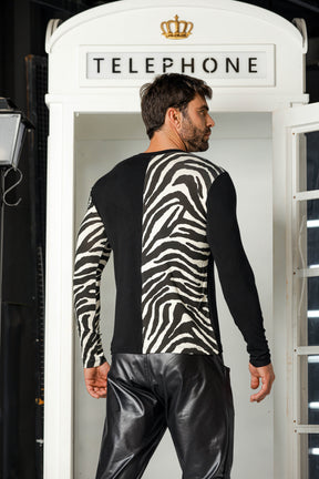 Camiseta Manga Longa Viscolycra com Estampa Zebra