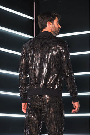 Conjunto Masculino Jaqueta e Calça Paetê Malha