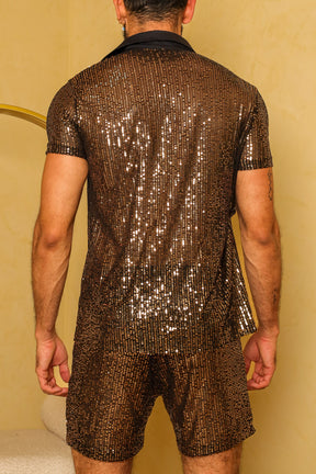 Conjunto Masculino Camisa e Short em Paetê