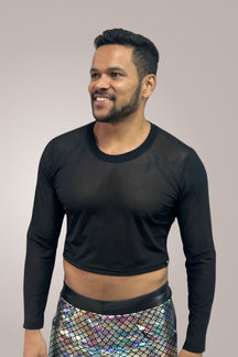 Cropped Masculino Manga Longa em Tule