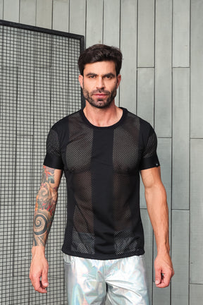 Camiseta Masculina em Tela Listrada