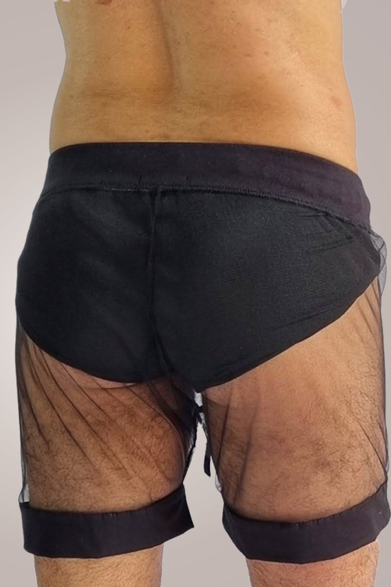 Short Masculino Transparente em Tule Preto