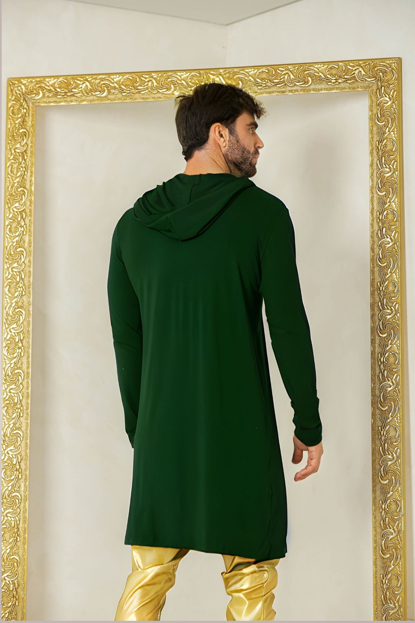 Cardigan Masculino em Viscolycra Preto com Capuz