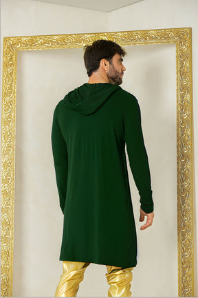 Cardigan Masculino em Viscolycra Preto com Capuz