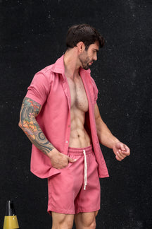 Conjunto Masculino Camisa e Short em Microfibra