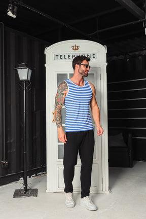 Regata Tradicional Viscolycra Listrada Azul e Branco