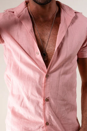 Conjunto Masculino Camisa e Short em Linho Cambraia
