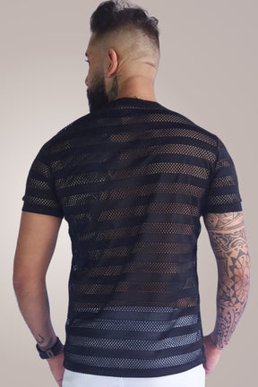 Camiseta Masculina em Malha Laise Listrado