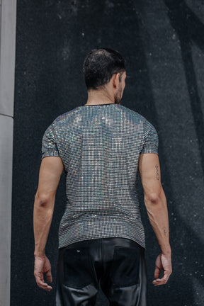 Camiseta Masculina Paetê Holográfico