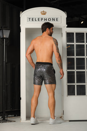 Short Masculino em Paetê Cós Franzido