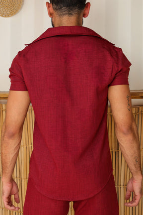 Conjunto Masculino Camisa e Short em Linho Misto