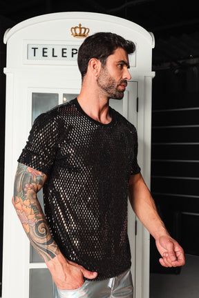 Camiseta Masculina em Paetê Brunella