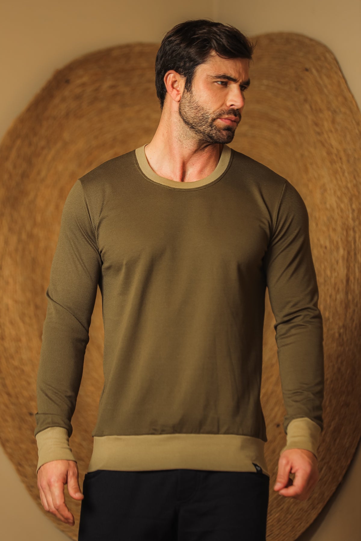 Suéter Masculino Crepe Verde Oliva