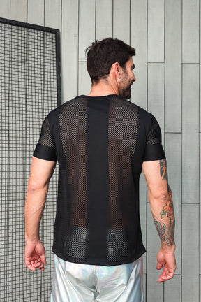 Camiseta Masculina em Tela Listrada