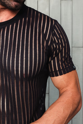 Camiseta em Devorê Listrado