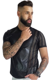 Camiseta Masculina Cirrê com Detalhe Lateral Preto