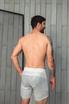 Short Masculino em Paetê Cós Franzido