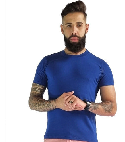 Camiseta Masculina Básica Viscolycra Azul