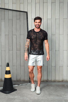 Camiseta em Malha Devore Resinada