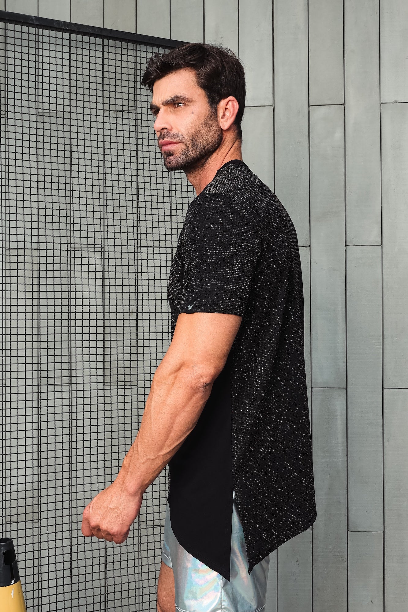 Camiseta Long Masculina em Lurex Detalhe em Viscolycra