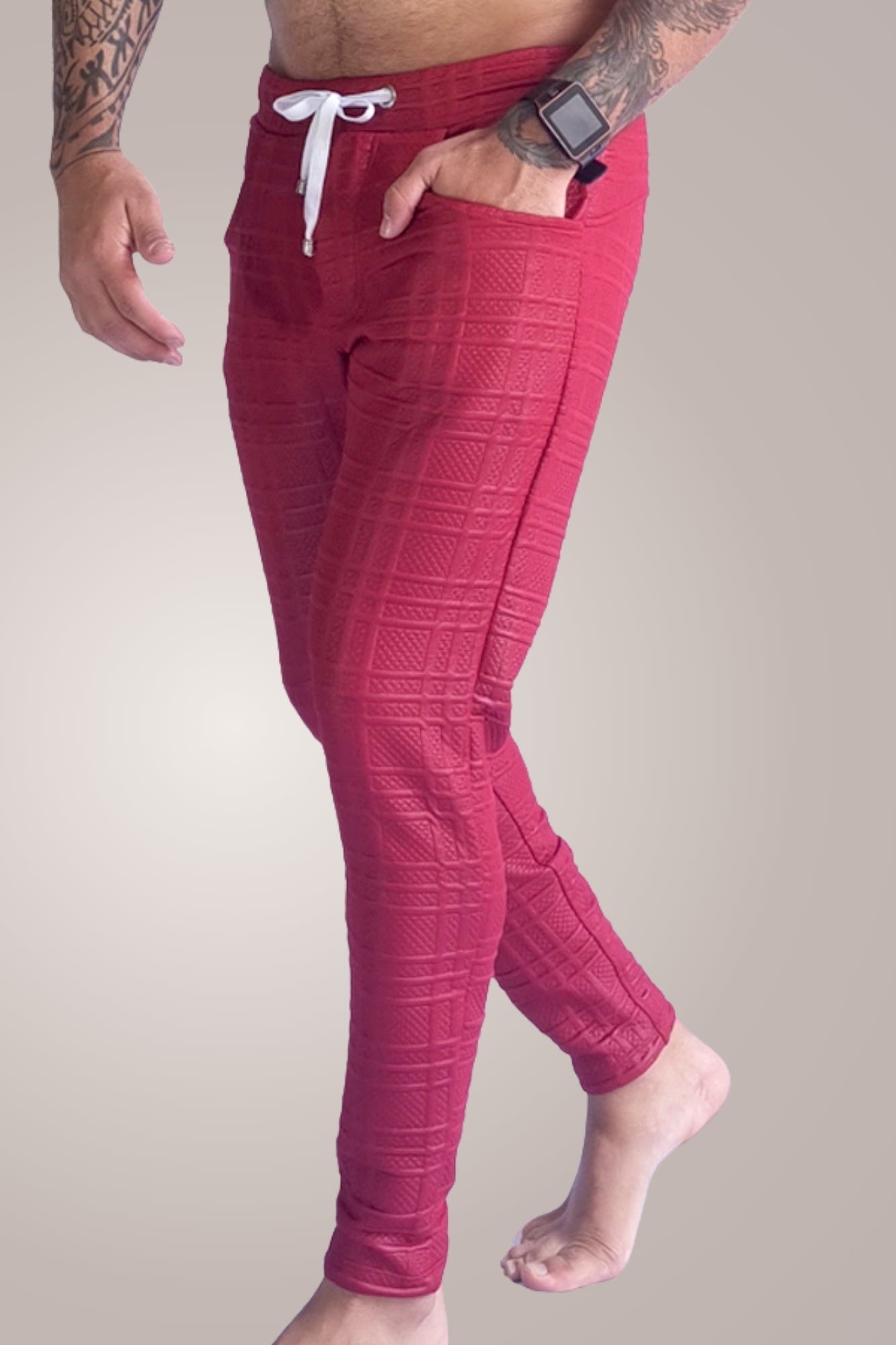 Calça Masculina Moletom Matelassê Vermelho