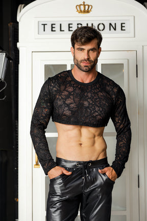 Cropped Masculino em Renda Floral