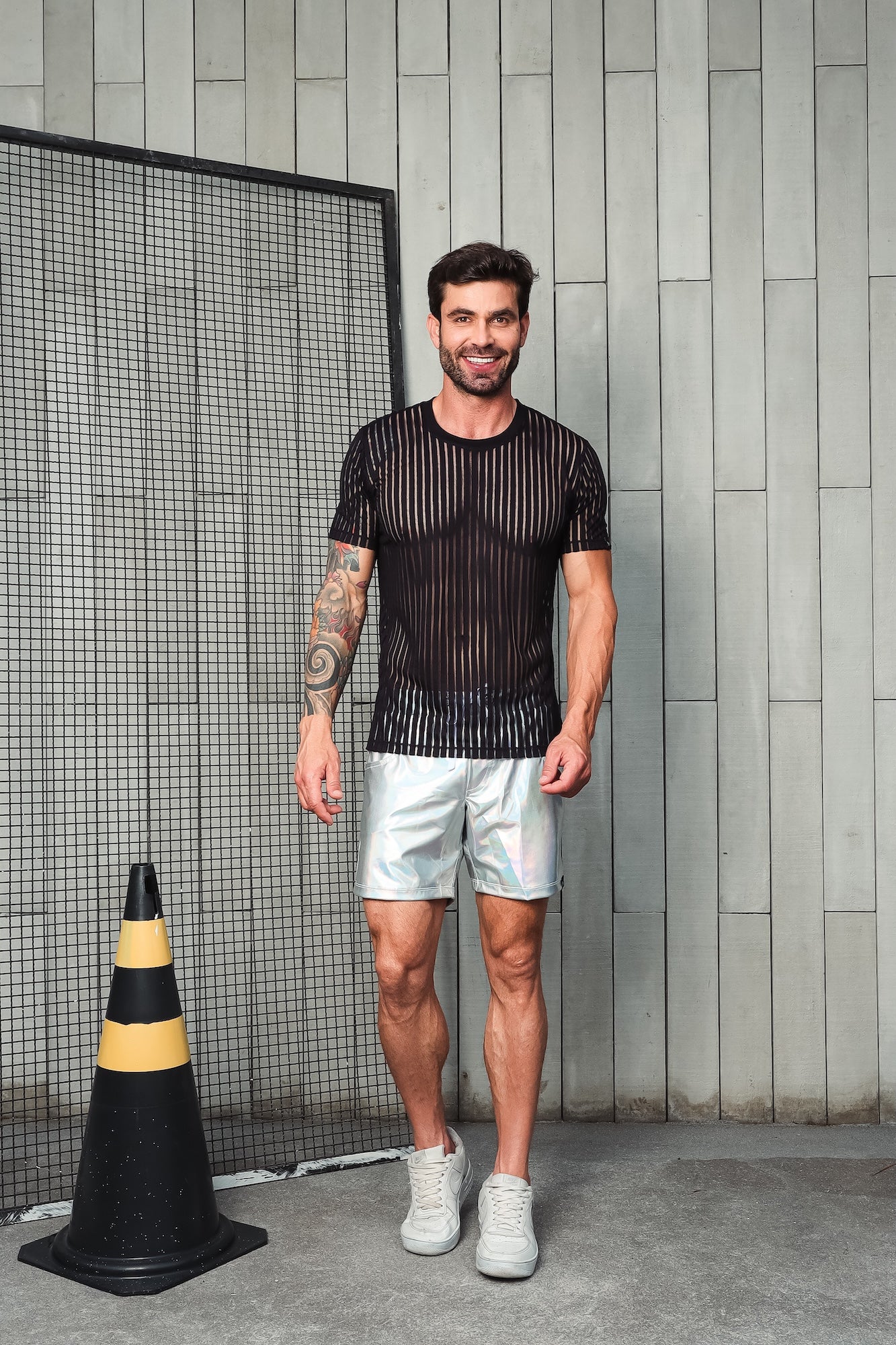 Camiseta em Devorê Listrado